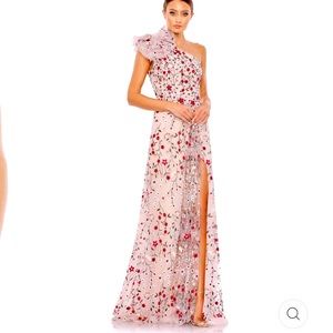 NWT Stunner Mac Duggal One Shoulder Floral Embellished Beaded Rhinestone Gown 4